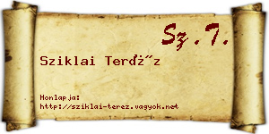 Sziklai Teréz névjegykártya